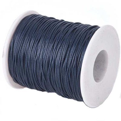 Waxed cotton ribbon, dark blue, diameter 1 mm, length 74 m 
