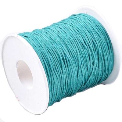 Waxed cotton ribbon, teal, diameter 1 mm, length 74 m 