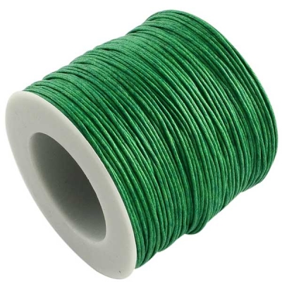 Waxed cotton ribbon, green, diameter 1 mm, length 74 m 