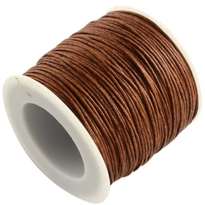 Waxed cotton ribbon, medium brown, diameter 1 mm, length 74 m 