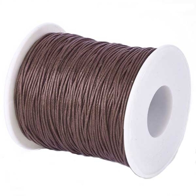 Waxed cotton ribbon, brown, diameter 1 mm, length 74 m 