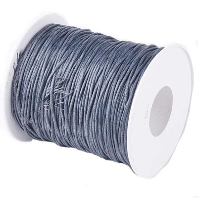 Waxed cotton ribbon, grey, diameter 1 mm, length 74 m 