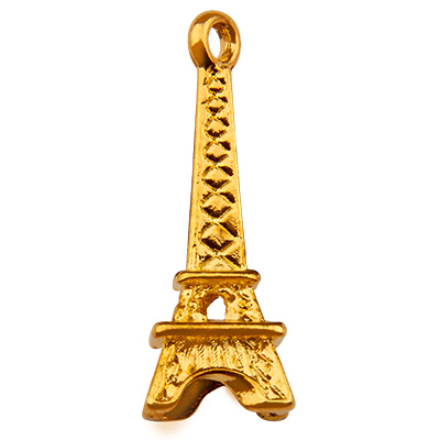 Pendentif métallique Tour Eiffel, 23 x 8 mm, doré 