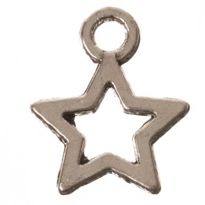 CM metal pendant star, 12 x 10 mm, silver-coloured 