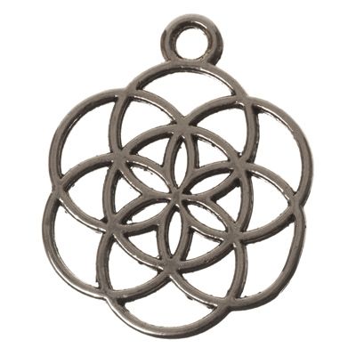 CM metal pendant flower of life, 25 x 20 mm, silver-coloured 