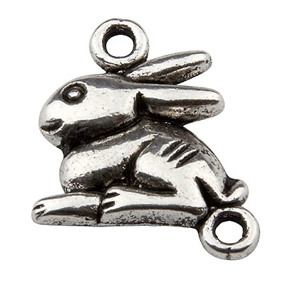 Bracelet connector bunny, 14.0 x 13.0 mm, silver-coloured 