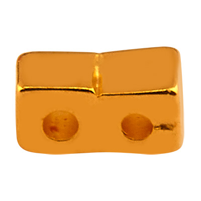 Cymbal Klouvas Perle für Half-Tila Beads, Rechteck, 5 x 2,5 mm, vergoldet 