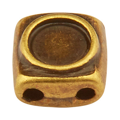Cymbal Peponas kraal voor Tila Beads, vierkant, 5 x 5 mm, antiek bronskleurig 