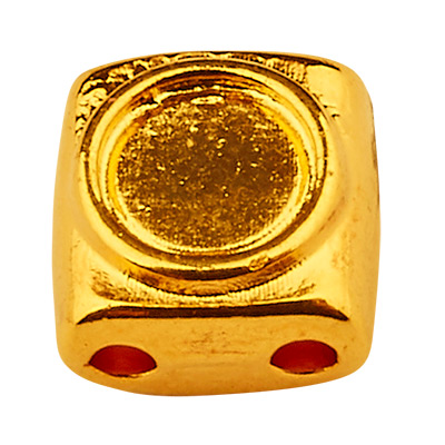 Cymbal Peponas bead for Tila Beads, square, 5 x 5 mm, gold plated 