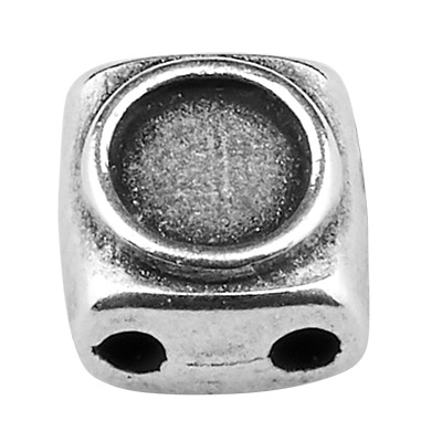 Cymbal Peponas bead for Tila Beads, square, 5 x 5 mm, antique silver-plated 