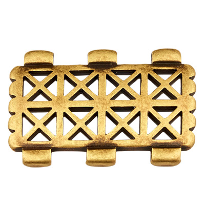 Cymbal Faragas Connector for Tila Beads, square with ornament, 5 rows, antique bronze coloured 
