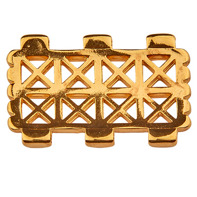 Cymbal Faragas connecteur pour Tila Beads, carré avec ornement, 5 rangées, doré 