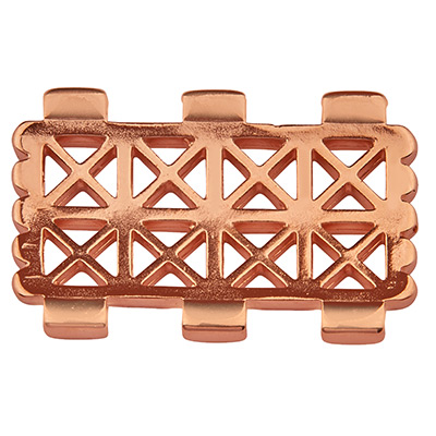 Cymbal Faragas Connector for Tila Beads, square with ornament, 5 rows, rose gold plated 