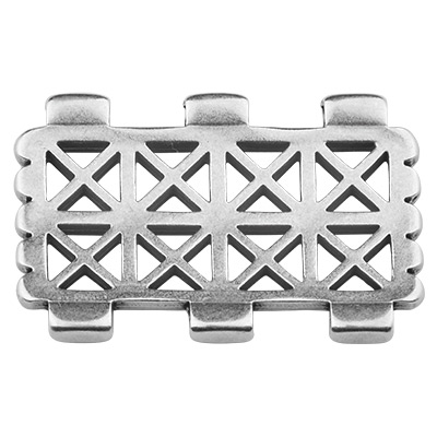 Cymbal Faragas Connector for Tila Beads, Square with Ornament, 5 rows, antique silver plated 