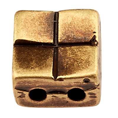 Cymbal Voutakos bead for Tila Beads, square, 5 x 5 mm, antique bronze-coloured 