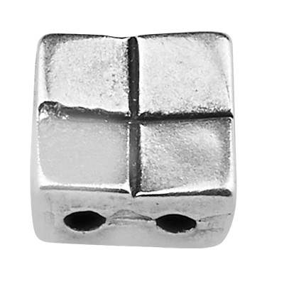 Cymbal Voutakos bead for Tila beads, square, 5 x 5 mm, antique silver-plated 