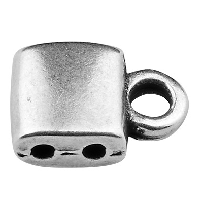 Cymbal Piperi end piece for Tila Beads, square, 5 x 5 mm, antique silver-plated 