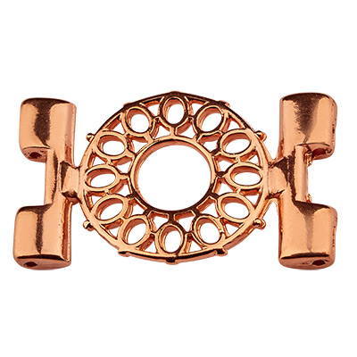 Cymbal Detis connector for Tila Beads, with round ornament,rose gold plated 