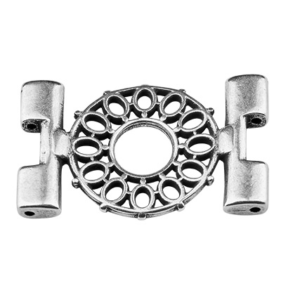 Cymbal Detis connector for Tila Beads, with round ornament, antique silver-plated 