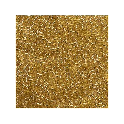 11/0 Miyuki Delica beads, cylinder (1,8 x 1,3 mm), colour: silver lined gold gold, ca. 7,2 gr 