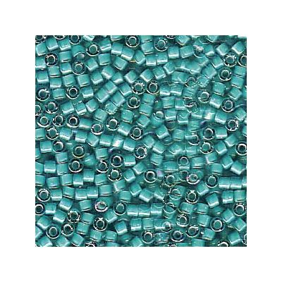 11/0 Miyuki Delica beads, cylinder (1,8 x 1,3 mm), colour: white lined teal AB, ca. 7,2 gr 