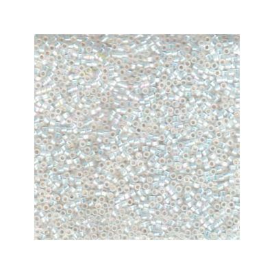11/0 Miyuki Delica beads, cylinder (1,8 x 1,3 mm), colour: white opal AB, ca. 7,2 gr 