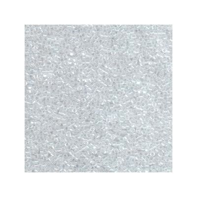 11/0 Miyuki Delica Perlen, Zylinder (1,8 x 1,3 mm), Farbe: crystal, Farbeinzug: wieß, Oberfläche: gelüstert, ca. 7,2 gr 