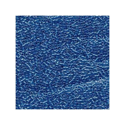 11/0 Miyuki Delica kralen, cilinder (1,8 x 1,3 mm), kleur: kristal, kleur inleg: fonkelend cerulean blauw, ca. 7,2 gr 