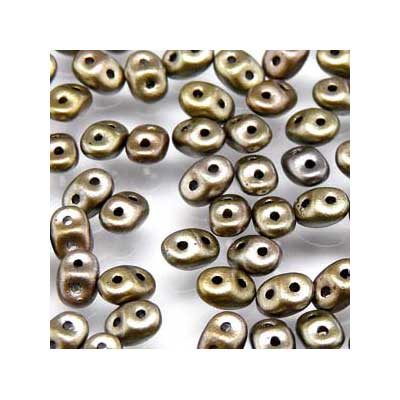 Matubo Superduo beads, 2,5 x 5 mm, colour Crystal Grey Rainbow, tube with approx. 22,5 gr. 