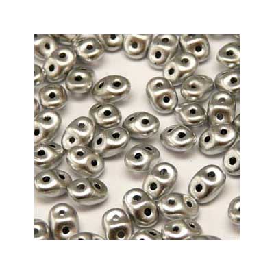 Matubo Superduo Perlen,  2,5 x 5 mm, Farbe Crystal Bronze Aluminum, Röhrchen mit ca. 22,5 gr 