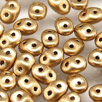 Matubo Superduo Perlen,  2,5 x 5 mm, Farbe Crystal Bronze Pale Gold, Röhrchen mit ca. 22,5 gr 