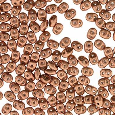 Matubo Superduo Perlen,  2,5 x 5 mm, Farbe Crystal Vintage Copper, Röhrchen mit ca. 22,5 gr 