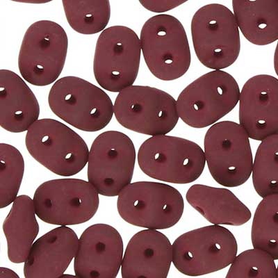 Matubo Superduo Beads, 2,5 x 5 mm, colour Matte Velvet Maroon, tube with approx. 22,5 gr 