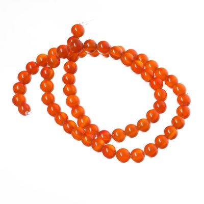 Gemstone strand, natural agate, dyed red, ball, 6 mm, length approx. 38 cm 