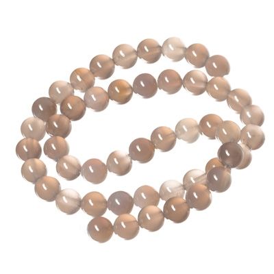 Gemstone strand, natural agate, grey, ball, 8 mm, length approx. 38 cm 