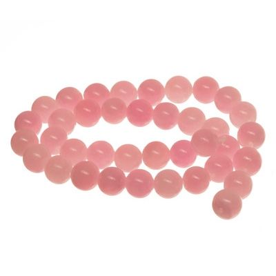 Gemstone strand, Mashan Jade, ball, 8 mm, dyed pink, length approx. 38 cm 