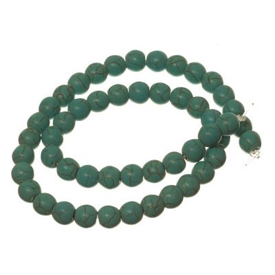 Brin de perles en pierre, turquoise artificielle, boule, 8 mm, teinté bleu clair, longueur environ 38 cm 