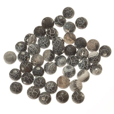 Edelsteinstrang natürlicher Achat, gefärbt schwarz, Kugel, 8 mm, Länge ca. 38 cm 