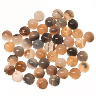 Gemstone strand natural agate, dyed brown, ball, 8 mm, length approx. 38 cm 