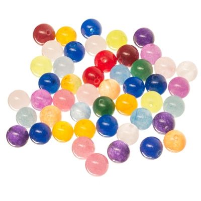 Gemstone strand natural jade, dyed multicolour, ball, 8 mm, length approx. 38 cm 