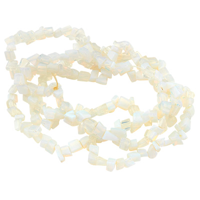 Strand of gemstone beads opalite, chips, white, length approx. 80 cm 