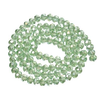 Strand of glass facet rondel, 4 x 6 mm, peridot AB, length of the strand approx. 40 cm 