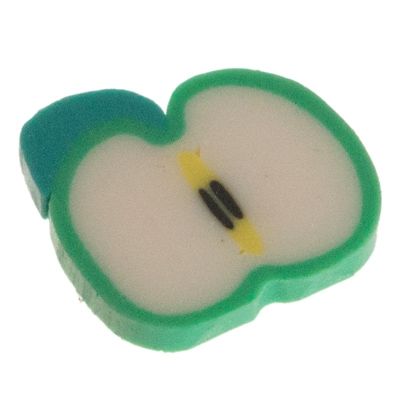 Cabochon, Shape: Apple, colour: green, 9 x 1,8 mm, material: polymer clay 