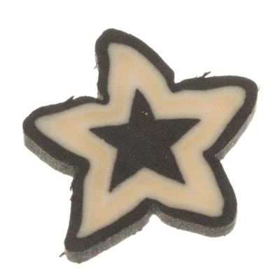 Cabochon, Form: Stern, Farbe: schwarz, 11 x 1,8 mm, Material: Polymer Clay 