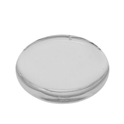 Basic glass cabochon, round 30 mm, flat, transparent 