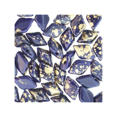 Matubo Gemduo beads, 8 x 5 mm, colour: Gold Splash Royal Opaque, tube with approx. 8 gr. 