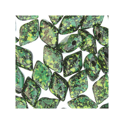 Matubo Gemduo Perlen, 8 x 5 mm, Farbe: Jet Green Confetti, Röhrchen mit ca. 8 gr. 