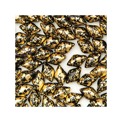 Matubo Gemduo kralen, 8 x 5 mm, kleur: Gold Splash Jet Opaque, koker met ca. 8 gr. 