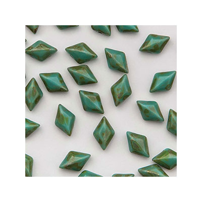 Matubo Gemduo Perlen, 8 x 5 mm, Farbe: Turquoise Green Dark Trav, Röhrchen mit ca. 8 gr. 