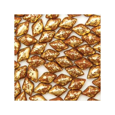 Matubo Gemduo Perlen, 8 x 5 mm, Farbe: Gold Splash Brown Opaque, Röhrchen mit ca. 8 gr. 